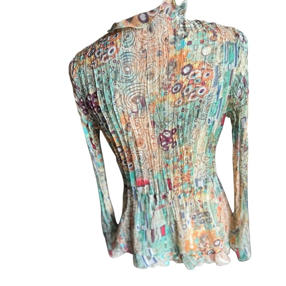 Y2K Notations Sheer Whimsical Ruffle Pattern Tie Blouse size Medium - Picture 3 of 4